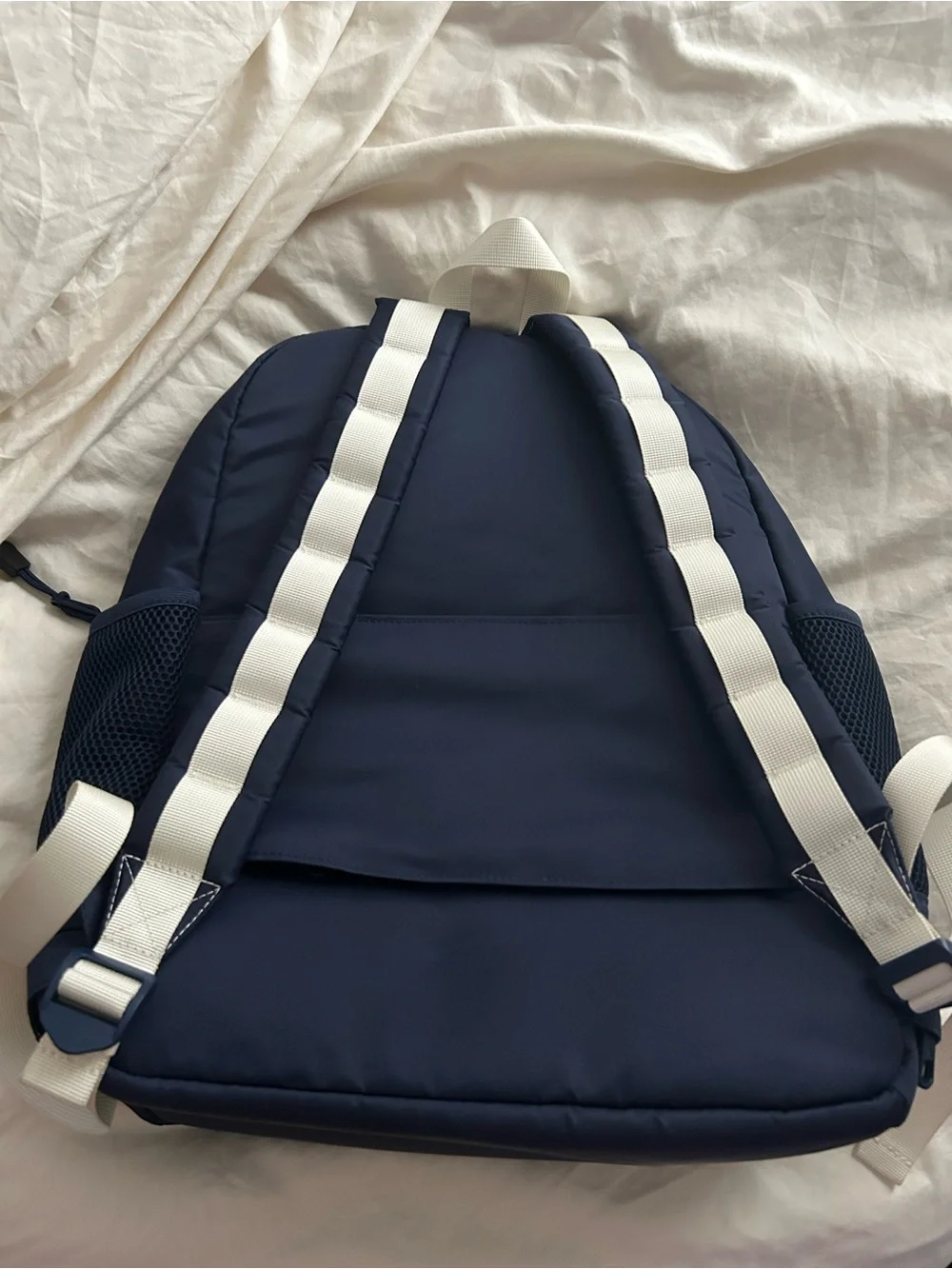 STATE Navy Paddle Backpack with White Zipper Accents
